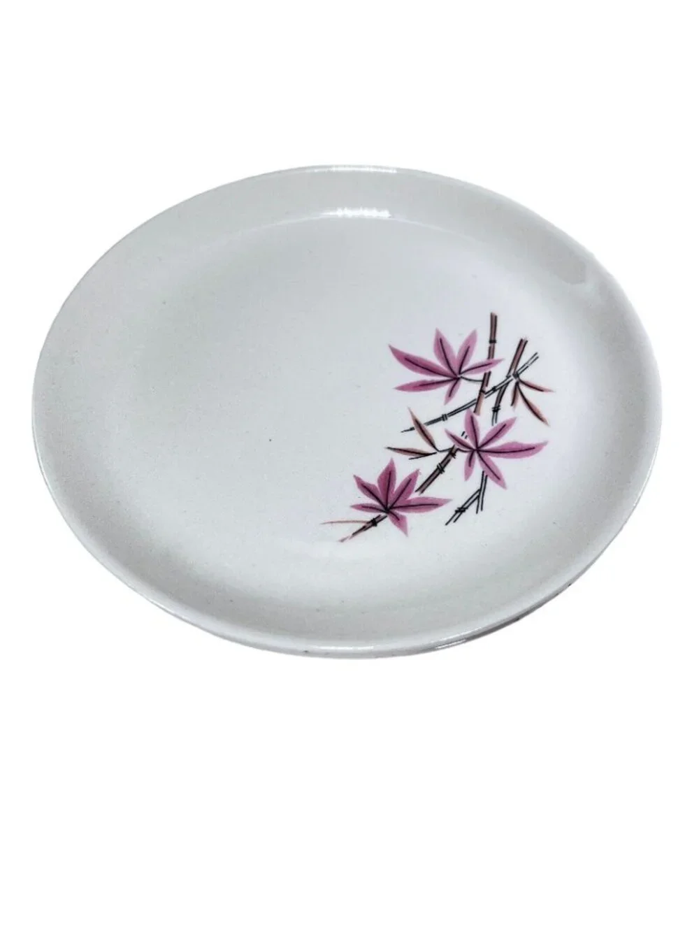 Vtg MCM Salem China Pink Bamboo Plates Set of 3 Dessert Salad 6 inch 1963